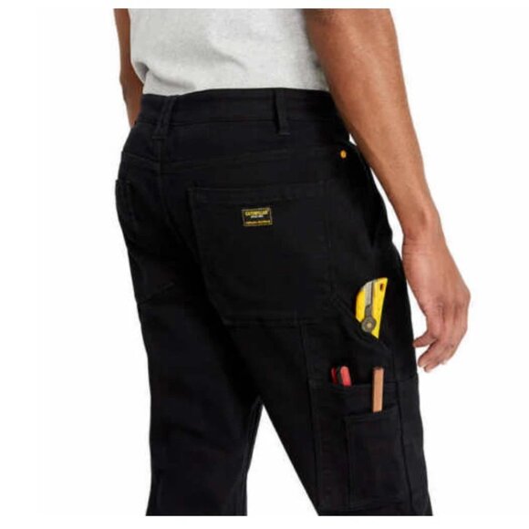Caterpillar CAT Carpenter Work Pants Mens 40 x 34 Black Tool Pockets Double Knee - Picture 4 of 15